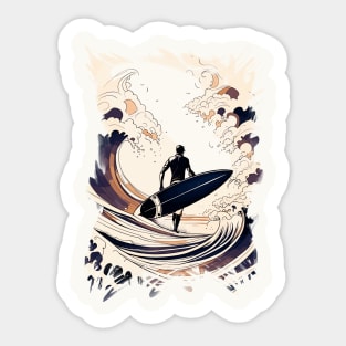 Vintage Surfing in the Summer Pop Art Abstract Illustration Sticker